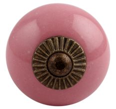 Pink Round Antique Fitting Ceramic Dresser Knob